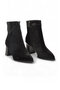 Black Suede Women's Heeled Boots with Stone Embellishments, Ankle Details, and Fur-Lined Construction—Casual Boots 248282 - 4