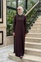 Long Knit Dress with Button Detail on Sleeves and Neckline, 801 Brown. - 4