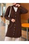 Knit Cardigan with Sleeve Details - 3176 - Dark Coffee - 2
