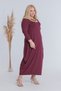 Women's Burgundy Boat Neck Hip-Covering Plus-Size Maxi Dress - 5