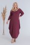 Women's Burgundy Boat Neck Hip-Covering Plus-Size Maxi Dress - 3