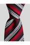 Black-and-White Striped Red Silk Tie – 7.5 cm wide - 5
