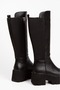 Star Black Women's Boots with Flexible Back and Thick Platform Heels - 3