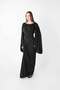 Sandy Fabric Dress with Drawstring Detail - Black - 2