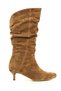 Genuine Suede Leather Women's Short-Heeled Tobacco-Colored Boots - ZB103