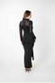 Top Lace Bottom Sandy Fabric Dress - Black - 5