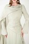 Organza Fabric Design Dress Suitable for Hijab - Mint Green - 4