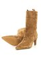 Genuine Suede Leather Women's Short-Heeled Tobacco-Colored Boots - ZC564 - 5