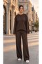 Women's Brioche Knit Oval-Cut Relaxed-Fit Top and Bottom Set - 2