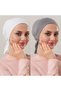 2 Pcs Hijab Stitched Combed Cotton Bonnet Non-Slip Cotton Bonnet Gray - White