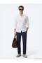 White Solid Regular-Fit Long-Sleeve Plain Weave Casual Cotton Blend Shirt 10143029-500 - 2