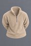 Men’s Mock Neck Half-Zip Winter Beige Fleece Sweatshirt - 3