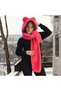 Women's Plush Scarf Beanie with Teddy Bear Print and Hood—Soft and Cozy Winter Scarf Beanie - 3