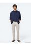 Navy Blue Solid Regular Fit Long-Sleeve Woven Casual Cotton Blend Shirt 10143029-200