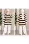 Women's modest trend thick striped tunic and pants set, yellow.