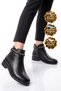 Women's Black Zip-Up Boots with Stone-Embellished Straps—Stylish, Comfortable Boots for the Office, Special Occasions, and Everyday Wear 325165 - 3