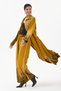 Women's Mustard-Colored Italian 100% Cotton Velvet Zebra-Print Shirt Dress with Pants Velvet Set, Sizes 38–44 - 2