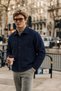 Men's Premium Navy Blue Transitional Jacket with Cashmere Buttons
