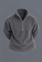 Men's Mock Neck Half-Zip Winter Charcoal Grey Fleece Sweatshirt - 3
