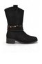 Black Suede Women's Western Zip-Up Boots with Fleece-Lined Insulation, Stylish Ankle Accessory Detail, and Heels 322234