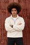 Men's Relaxed-Fit Zip-Up Ecru Fleece Sweatshirt with Fleece Lining - 5