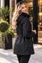 Women's Hooded Leather Jacket with Pockets and Fleece-Lined Insulation - Black - 3