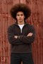 Men's Casual Zip-Up Boat Neck Light Brown Fleece Sweatshirt - 5