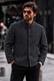 Men’s Casual Black Coat with a Mock Neck and Buttons
