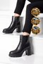 Black Leather Zip-Up Boots with Fur-Lined Front for Heat-Retention 459205 - 3