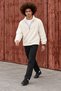 Men's Relaxed-Fit Zip-Up Ecru Fleece Sweatshirt with Fleece Lining - 6