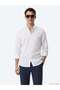 White Solid Regular-Fit Long-Sleeve Plain Weave Casual Cotton Blend Shirt 10143029-500