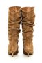 Genuine Suede Leather Women's Short-Heeled Tobacco-Colored Boots - ZB103 - 4