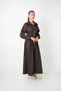 Modal Fabric Buttoned Dress - Brown - 2