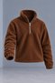 Men’s Mock Neck Half-Zip Winter Brown Fleece Sweatshirt - 4