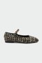 Atrıa Black Tweed Mary Janes Women's Ballet Flats with Buckle Detail