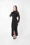 Top Lace Bottom Sandy Fabric Dress - Black - 2