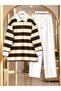 Women's modest trend thick striped tunic and pants set, yellow. - 2