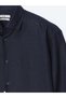 Navy Blue Solid Regular Fit Long-Sleeve Woven Casual Cotton Blend Shirt 10143029-200 - 7
