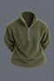 Men’s Mock Neck Half-Zip Winter Khaki Fleece Sweatshirt - 3