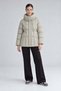 High Collar Goose Feather Coat Beige - 2