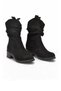 Women's Black Suede Western Boots with Fleece-Lined Design and Ruched Detail, Women's Heeled Boots 667309 - 4