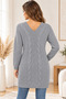 Women's Open-Front, Long-Sleeved, V-Neck, Double-Pocket, Braided, Soft-Textured, Casual Gray Knit Cardigan - 4