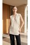 MODAL SLEEVELESS VEST WITH LACE DETAILS, STYLISH LEAF BROOCH, AND CURVED COLLAR (76 CM) - 2