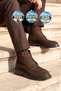 Coffee-Colored Nubuck Lace-Up Zip-Up Genuine Leather Men's Classic Boots 600542 - 2
