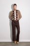 Diamond Patterned Boat Neck Wool Sweater - Taupe Color - 2