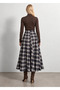 Bitter Coffee Navy Plaid High-Pleated A-Line Long Skirt - 7