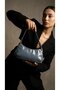 Soft Leather Blue Shoulder Bag with Gold Accents—Women's Casual Chic Baguette Bag GEN01 - 2