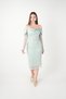 Full Beaded Fabric Satin Degaje Collar Pencil Dress - Mint Green