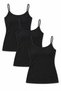 Women's 3-Pack Black Spaghetti-Strap Tank Top, 94% cotton, 6% spandex
