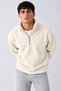 Men's Oversized Short-Sleeved Ecru Fleece with Half-Zip - 2